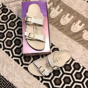 White diamond Papillio Birkenstock’s Sydney sandal